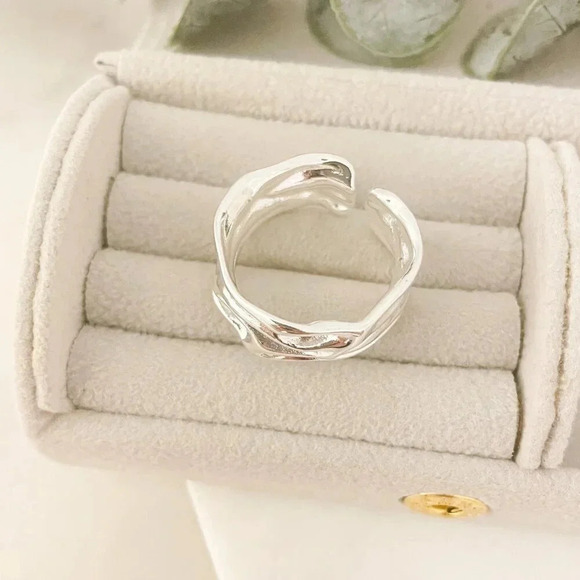 925 Sterling Silver Chunky Ring Textured Ring Large Bold Statement Ring - Picture 7 of 11